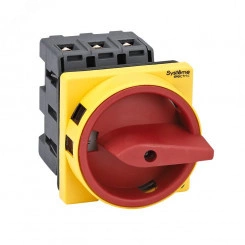 ВЫКЛЮЧАТЕЛЬ-РАЗЪЕДИНИТЕЛЬ 3P 63A С КРАСНОЙ РУКОЯТКОЙ НА ДВЕРЦУ 4 ВИНТАМИ