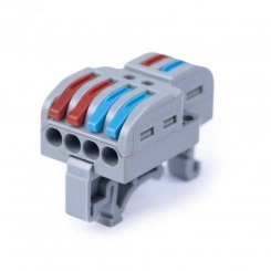 Клемма соединительная универсальная проходная 2-4 полюса с рычагом на DIN-рейку 0.08- Клемма соединительная универсальная проходная 2-4 полюса с рычагом на DIN-рейку 0.08-