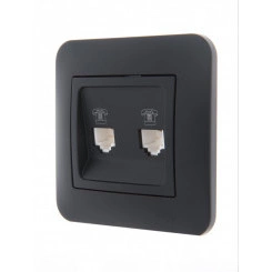 KARINA Розетка телефонная двойная евро чёрный бархат (10шт/120шт) KARINA Розетка телефонная двойная евро чёрный бархат (10шт/120шт)