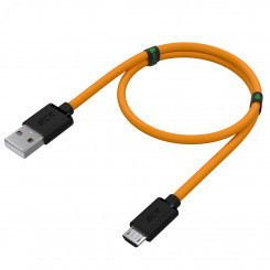 Кабель Micro USB, 1.5 м., черный-оранжевый, быстрая зарядка