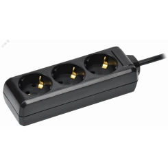 Удлинитель У03 3 места с заземлением 3м 3х1мм2 16А 250В черный Удлинитель У03 3 места с заземлением 3м 3х1мм2 16А 250В черный