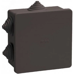 Коробка распаячная КМ41235 для открытой проводки сзащелкивающейся крышкой 85х85х40мм IP44 6 гермовводов черная (RAL 9005) Коробка распаячная КМ41235 для открытой проводки сзащелкивающейся крышкой 85х85х40мм IP44 6 гермовводов черная (RAL 9005)