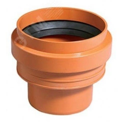 Переход ПВХ на гладкий конец бетонной трубы для наружной канализации 125 мм