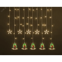 Гирлянда новогодняя светодиодная NGF-D037-04 бахрома звезды и елки WW 3*0.6м IP20 Гирлянда новогодняя светодиодная NGF-D037-04 бахрома звезды и елки WW 3*0.6м IP20