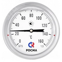 термометр биметаллический коррозионностойкий осевой бт-51.220 -30-50с 1/2' 64.кл.1,5, готовый к гидрозаполнению