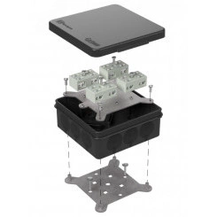 Коробка огнестойкая разветвительная для о/п двухкомпонентная 60-0303-9005-FR6.0-4-8-Р Е15-Е60 100х100х40 RAL9005 Промрукав (17 шт/уп)