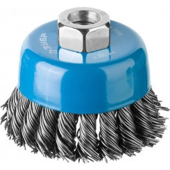 Щетка чашечная для УШМ, плетеные пучки стальной проволоки 0,8мм, 80ммхМ14 ''Профессионал''.