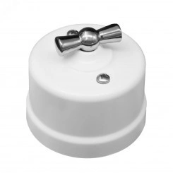 Выключатель Лизетта 1-кл., перекрестный, пластик, цвет Белый, Серебро Выключатель Лизетта 1-кл., перекрестный, пластик, цвет Белый, Серебро