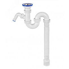 Сифон ТРУБНЫЙ для моек и раковин прямоточный без выпуска с отводом и с гофротрубой L800 мм 1'1/2 - D40/50