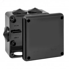 Коробка распределительная для открытой проводки, 100х100х50мм (черная) УХЛ1 Коробка распределительная для открытой проводки, 100х100х50мм (черная) УХЛ1