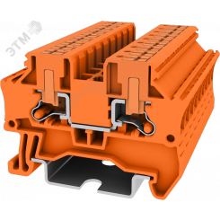 Клемма TP 1-1 проходная с боковой вводом провода .Push-in, сечение 4 мм. кв., оранжевая