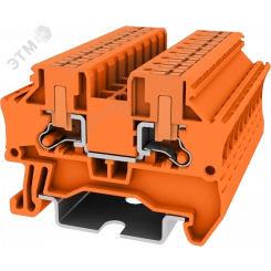 Клемма TP 1-1 проходная с боковой вводом провода .Push-in, сечение 4 мм. кв., оранжевая