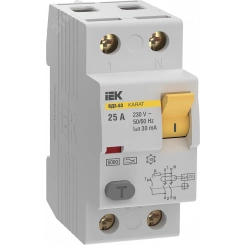 Выключатель дифференциальный (УЗО) KARAT ВД3-63 2P 25А 30мА 6кА тип A Выключатель дифференциальный (УЗО) KARAT ВД3-63 2P 25А 30мА 6кА тип A