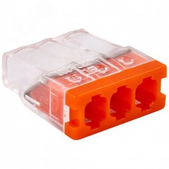 Клемма соединительная 3-контактная ED 772-203 с контактной пастой Elеctrodeel. Диапазон сечений 0,5-2,5 мм2. Номинальный ток/напряжение: 24А/450В. Клемма соединительная 3-контактная ED 772-203 с контактной пастой Elеctrodeel. Диапазон сечений 0,5-2,5 мм2. Номинальный ток/напряжение: 24А/450В.