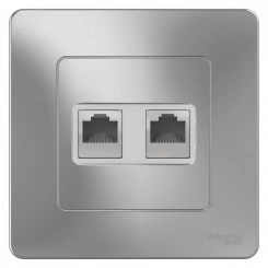 BLANCA скрытой установки розетка двойная компьютерная+телефон, алюминий BLANCA скрытой установки розетка двойная компьютерная+телефон, алюминий