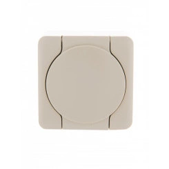 VIOLA Розетка с/з с крышкой керамика крем (12шт/144шт)