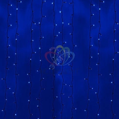 Гирлянда светодиодный Дождь 2х3 м, постоянное свечение, черный провод, 230 В, диоды синие, 760 LED Гирлянда светодиодный Дождь 2х3 м, постоянное свечение, черный провод, 230 В, диоды синие, 760 LED