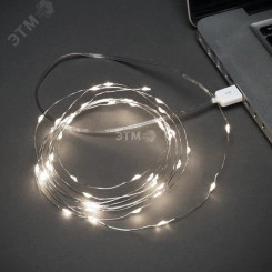 Гирлянда Роса 5 м, 50 LED, USB, белое свечение Гирлянда Роса 5 м, 50 LED, USB, белое свечение