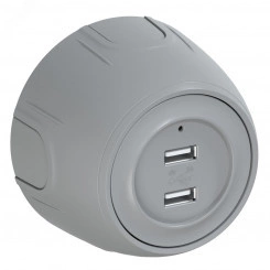Розетка USB двойная  Rotondo, с подсветкой, цвет серый