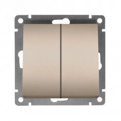 Выключатель двухклавишный UNIVersal серия Афина , с/у, 10А, 220В, шампань (еврослот), механизм