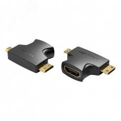 Адаптер переходник HDMI 19F на mini HDMI и micro HDMI, контакты позолоченные