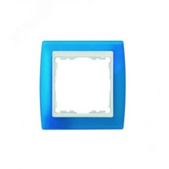 Рамка на 1 пост, S82, синий полупрозрачный - белый Рамка на 1 пост, S82, синий полупрозрачный - белый