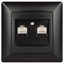 Розетка информационная 2xRJ45, СУ, Solo, антрацит 4-304-05 Intro