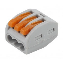 Строительно-монтажная клемма СМК, модель 413, с рычагом, 3 отверстия, 0.08-2.5мм2 (уп.100шт.) Строительно-монтажная клемма СМК, модель 413, с рычагом, 3 отверстия, 0.08-2.5мм2 (уп.100шт.)