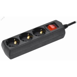 Удлинитель У03В 3 места с заземлением 3м 3х1мм2 10А 250В черный GENERICA Удлинитель У03В 3 места с заземлением 3м 3х1мм2 10А 250В черный GENERICA