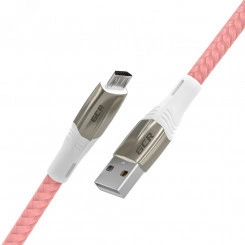 Кабель Micro USB, 1.2 м., розовый нейлон, быстрая зарядка