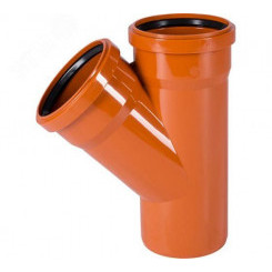 Тройник двухраструбный 45 град. 200 для наружной канализации Тройник двухраструбный 45 град. 200 для наружной канализации