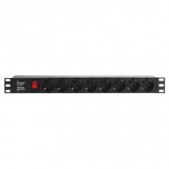 Блок розеток. 19. 1U. 16А. 8 розеток. корпус пластик. без шнура питания, Блок розеток. 19. 1U. 16А. 8 розеток. корпус пластик. без шнура питания,