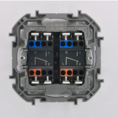 Переключатель модульный двухклавишный с подсветкой- INSPIRIA - 10 AX - 250 В~ - белый