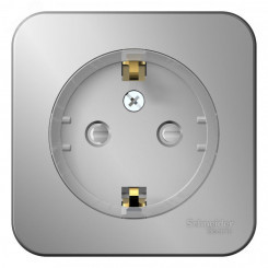 Розетка BLANCA наружная, с заземлением, со шторками, (тонкая), с изолирующей пластиной 16А, 250В, алюминий