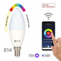 Лампа светодиодная Умная Connect 5Вт WIFI RGBW E14 EKF slwf-e14-rgbw