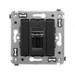 Розетка USB 3.0 1-м СП Avanti "Черный матовый" тип А-А DKC 4412303