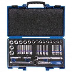 Набор торцевых головок с принадлежностями 3/8', шестигранные, 7-24 мм, 33 предмета Набор торцевых головок с принадлежностями 3/8', шестигранные, 7-24 мм, 33 предмета