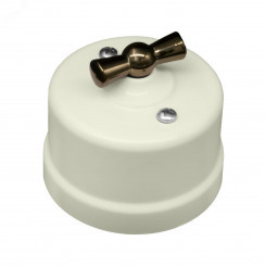 Выключатель Лизетта 1-кл., пластик, цвет Слоновая кость, Бронза Выключатель Лизетта 1-кл., пластик, цвет Слоновая кость, Бронза