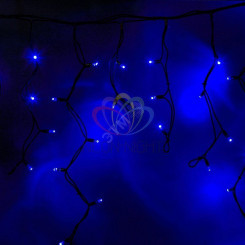 Гирлянда Айсикл Бахрома светодиодный, 5,6 х 0,9 м, черный провод каучук, 230 В, диоды синие, 240 LED