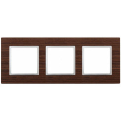 Рамка на 3 поста, дерево, Эра Elegance, венге+алюм, 14-5303-10 Рамка на 3 поста, дерево, Эра Elegance, венге+алюм, 14-5303-10