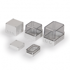 Cubo S 125 x 175 x 35 мм, 25 мм основание, глухая стенка, серая крышка, PC, IP 66/67