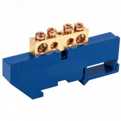 Шина ''N'' нулевая с синим изолятором на DIN-рейку 8x12 мм стойка бол. 4 группы, REXANT Шина ''N'' нулевая с синим изолятором на DIN-рейку 8x12 мм стойка бол. 4 группы, REXANT