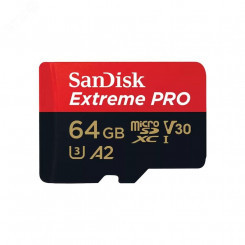 Карта памяти 64GB MicroSD Extreme Pro UHS I, V30, U3, A2, SDXC, 200 МБ/с, Class 10