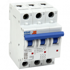 Выключатель автоматический трехполюсный 25А L 10кА AC OptiDin BM63-3L25-10-УХЛ3