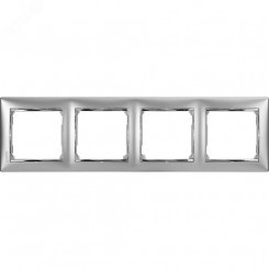 VALENA Рамка 4 поста горизонтальная алюминий/серебро VALENA Рамка 4 поста горизонтальная алюминий/серебро