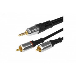 Аудио кабель 3.5 мм - 2 RCA, 5 м, GOLD-металл