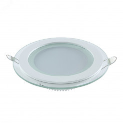 Светильник светодиодный ДВО 12 Вт 4000К 990 лм 220-240В IP20 D160х36мм монт d118мм Алюминий с декоративным стеклом Glass Gauss