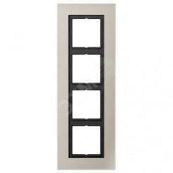 Рамка 4-я для горизонтальной/вертикальной установки  Серия- LS plus  Материал- металл  Цвет- нержавеющая сталь