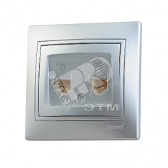 Мира Розетка RJ 11 х2 металлик серая с вставкой