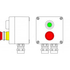 Взрывозащищенный пост управления из алюминия CPE-A-12 -(1xP1G(11) -1xP3E(11)) - 2x6018AASBKGM2SB(C)1Ex d e IIC T6 Gb / Ex tb IIIC T80°C Db IP66